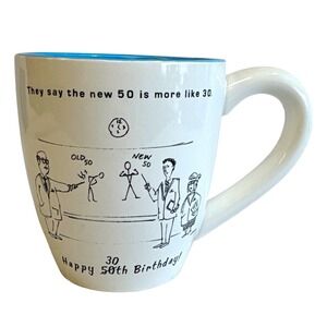 DaySpring Happy 50th Birthday Mug Blue White Ceramic Job 15:7 38169
